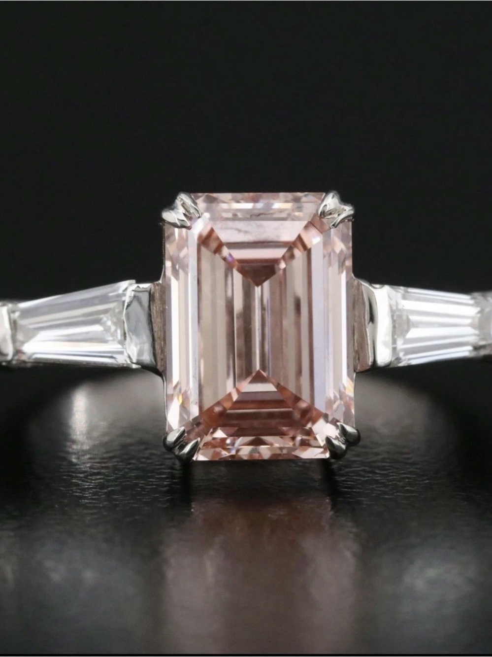 14K 3.47 CTW Ring Fancy Intense Pink Emerald Cut IGI Lab Created Diamond sz 9.5